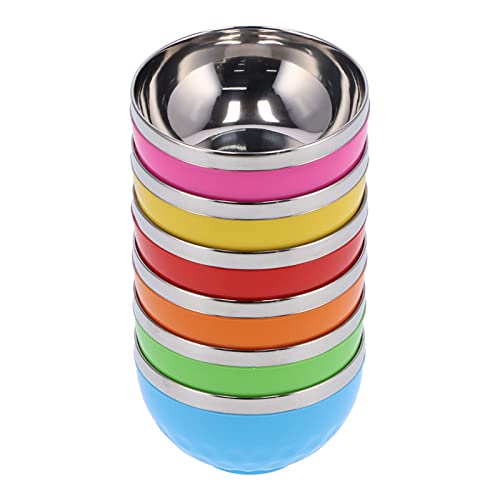 6pcs Edelstahlschüssel Set, farbenfrohe Salatschale mit Plastikschale Wiederverwendbare Servierschalen Dessertschalen für Saucen Reis Nudel Eiscreme (15cm) von Tomotato