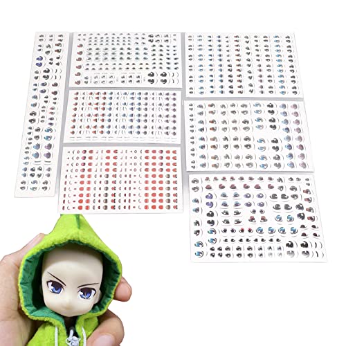 7 Blätter Puppen Augen Aufkleber, Niedliche Cartoon Puppen Gesichtsausdruck Aufkleber Anime Figur Wiggle Augen für DIY Puppen Ton Handwerk Herstellung 7 Blätter Puppen Augen Aufkleber, Niedliche Cartoon Puppen Gesichtsausdruck Aufkleber Anime Figur Wiggle Augen für DIY Puppen Ton Handwerk Herstellung von Tomotato