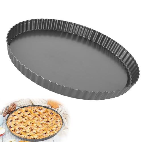 Quicheform, Hochwertige Antihaftbeschichtete Quiche Backform mit Abnehmbarem Hebeboden, Extra Tiefes Design, 13in, Kohlenstoffstahl, Tarteform für Kuchen, Torten, Pie von Tomotato