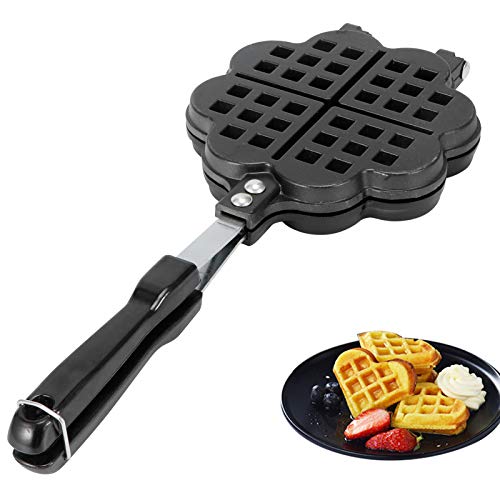 Waffeleisen, Aluminiumlegierung Antihaft Waffelmacher Doppel Waffelbackformen Stovetop Waffelpfanne für Zuhause, Küche, Restaurant von Tomotato
