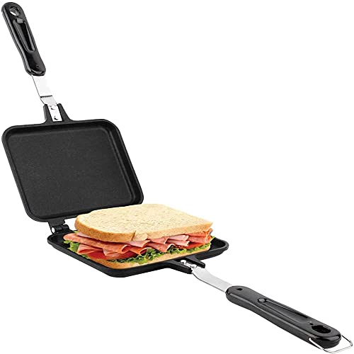 Tomotato Doppelseitiger Bratpfanne Quadratische Sandwichmaker mit Antihaftbeschichtung Grillpfanne Zum Braten von Eiern, Brot, Pfannkuchen, 13.58 * 5.91 * 1.18 inch von Tomotato