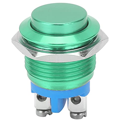 Drucktastenschalter Wasserdicht, 16mm 220V Edelstahl Selbstrückstellend Normalerweise Offen Hoher Druckknopfschalter(Grün) von Tomotato