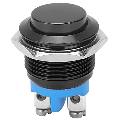 Drucktastenschalter Wasserdicht, 16mm 220V Edelstahl Selbstrückstellend Normalerweise Offen Hoher Druckknopfschalter(Schwarz) von Tomotato