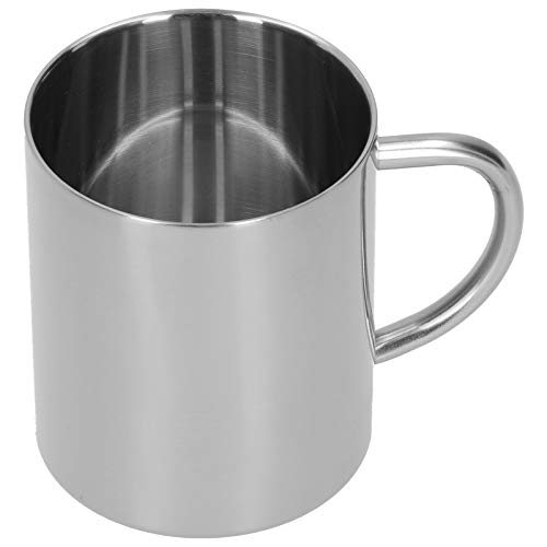Edelstahl Becher Tasse, 400ml Doppelschicht Anti Spalte Wasser Becher mit Griff für Kaffee, Milch, Saft, Tee (Rose Gold) (Gold) (Silber) von Tomotato