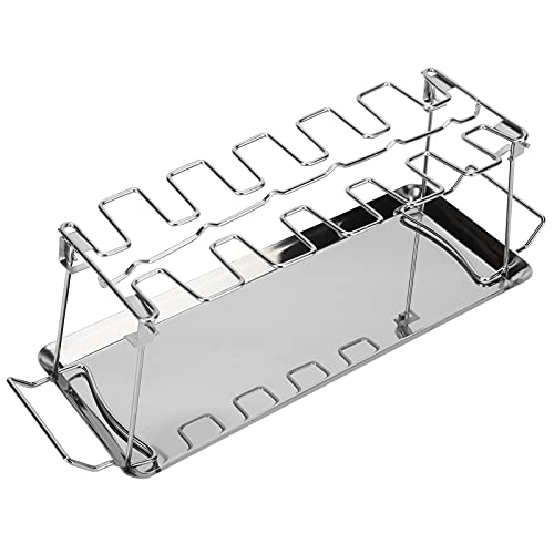 Tomotato Hähnchenschenkel Halter, Hähnchenkeulenhalter aus Edelstahl mit Auffangschale für 12 Keulen, für Smoker Grill Oder Backofen, Spülmaschinengeeignet von Tomotato