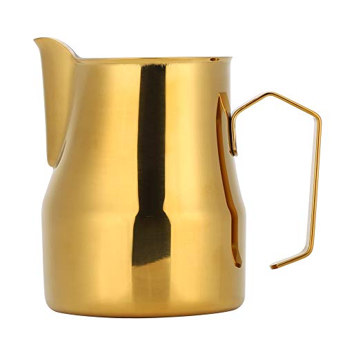 Milchaufschäumkrug, 550ml Edelstahl Espresso Kaffee Dampfkrug Barista Tasse Latte Art Cappuccino Milchkännchen für Espressomaschine(Glänzendes Gold) von Tomotato