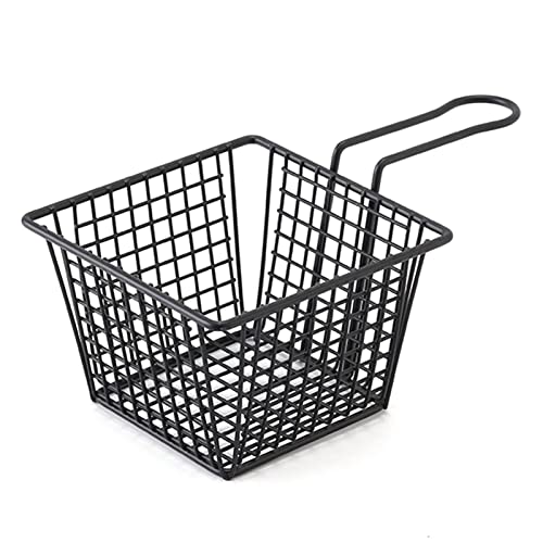 Pommes Körbchen, Metall Mini Frittierkorb Klein Pommeskörbchen Servierkorb Körbe Präsentationssieb mit Griff für Pommes Frites Garnelen Zwiebelringen(Schwarz) von Tomotato