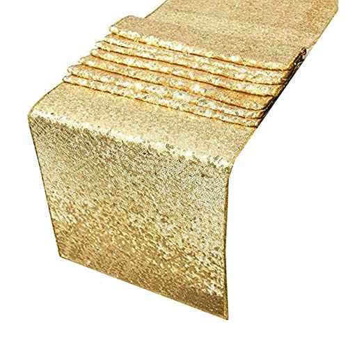 Pailletten Tischläufer, 30 x 300cm Lange Tischläufer Glitzernde Glänzende Polyester Tischdecke für Hochzeit, Geburtstag, Party, Heimtisch Dekoration(Gold) von Tomotato