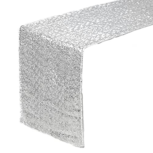 Pailletten Tischläufer, 30 x 300cm Lange Tischläufer Glitzernde Glänzende Polyester Tischdecke für Hochzeit, Geburtstag, Party, Heimtisch Dekoration(Silber) von Tomotato