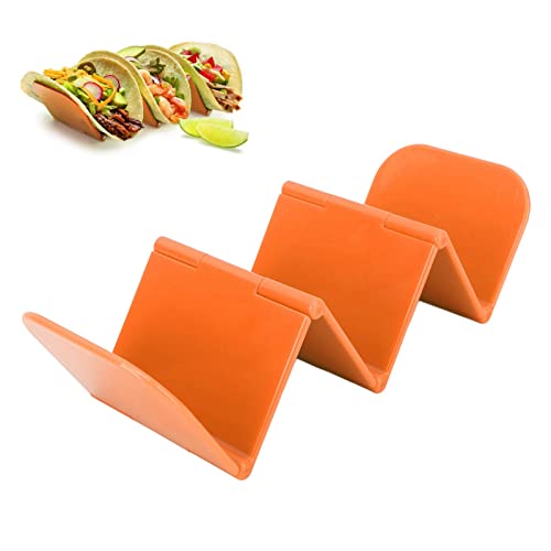 Taco Halter, Faltbares Taco Tablett Kunststoff Taco Muschelhalter für Zuhause Küche Restaurant Party, Spülmaschinen und Mikrowellengeeignet(Orange) von Tomotato