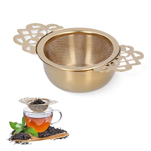 Tomotato Tee Teesieb, Teesieb für Losen Tee Teefilter Edelstahl mit Breiter Doppelgriff Wiederverwendbar Tee Sieb für Schwarzer Tee, Grüner Tee, Blütentee von Tomotato