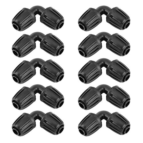 10 Stück Bewässerung Verbinder 16mm, 90° Grad Bogen Eckverbinder Gartenschlauch Wasserrohr Verbinder für Landwirtschaftliches Bewässerung System Zubehör (Schwarz) von Tomotato