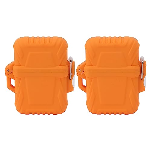 Tomotato 2 Stück wasserdichte Feuerzeughülle, Mini IP56 wasserdichte Feuerzeughülle mit Sicherheitsschloss für Outdoor, Camping, Reisen, Alltag, 2,3 x 1,6 x 0,7 Zoll(Orange) von Tomotato