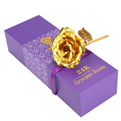 Tomotato 24K Gold Rose, Vergoldete Rose Handgefertigt Ewige Rose mit Geschenkbox Liebhaber Frau zum Geburtstag, Jahrestag, Muttertag von Tomotato