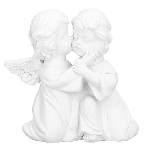 Cherub Angel Figur, Weiß Harz Wetterfeste Engel Skulptur, Handbemalter Sitzend Schlafende Engelsstatue für Innen und Außenbereich, Zuhause, Büro, Bauernhaus, Heimdekoration(Rechts) von Tomotato