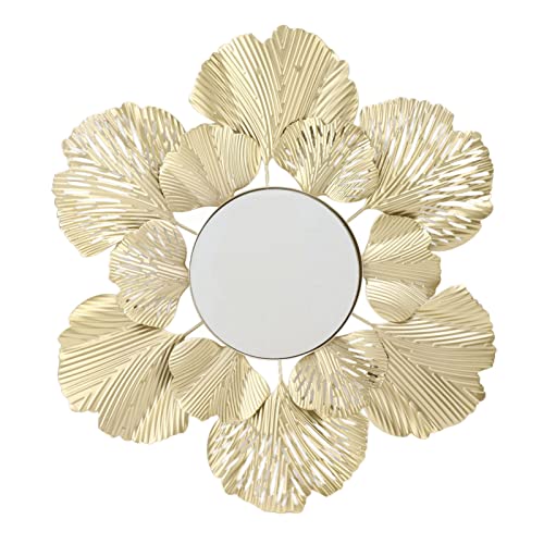 Tomotato Dekorative Wandspiegel, Metall Ginkgoblatt Hängespiegel für Eingang, Schlafzimmer, Wohnzimmer, Esszimmer, Flur(Gold) von Tomotato