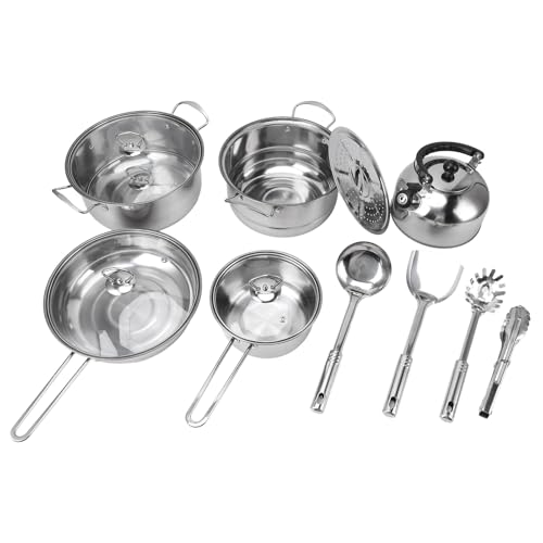 Tomotato Edelstahl Kochgeschirr Set, Hochwertige Pfannen Töpfe Set mit Anti-Haft Oberfläche für Induktion, Küche Haushalt Restaurant, Inklusive Suppentopf, Bratpfanne, Milchtopf, L von Tomotato