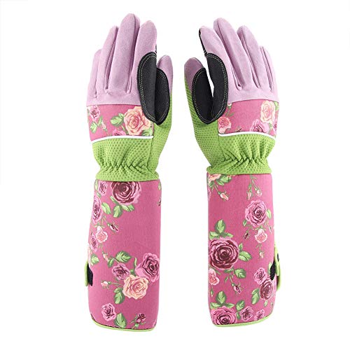 Tomotato Gartenhandschuhe Pflanz Bodenhandschuh für Damen und Herren Rosenhandschuhe mit Langem Unterarmschutz für Gartenarbeit Floristen (Rosa) von Tomotato
