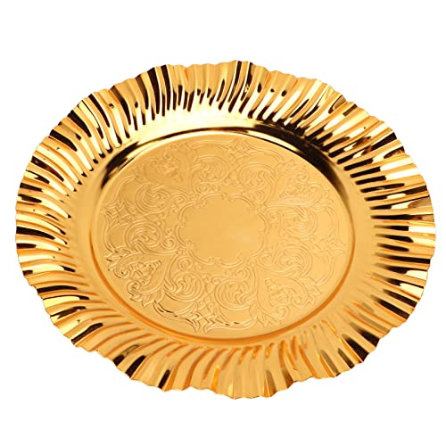 Tomotato Gold Serviertablett, 8,1 Zoll Runde Edelstahl Obsttablett Snacks Süßigkeiten Nuss Gerichte Dekorative Tablett für Zuhause, Bar, Restaurant, Hochzeit, Party von Tomotato