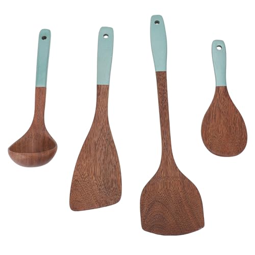 Tomotato Holzkochutensilien Set aus Massivholz, Küchenutensilien mit Aufhängeöse inklusive Schöpflöffel und Pfannenwender für Küchenchefs und Haushalt (B) von Tomotato