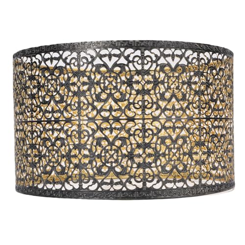 Tomotato Metall Lampenschirm E14 E27, Dekorative Zylinderform mit Hohldesign aus Eisen, 25cm Durchmesser 16cm Höhe, Schwarz und Gold für Tisch-, Wand- und Deckenleuchten Tomotato Metall Lampenschirm E14 E27, Dekorative Zylinderform mit Hohldesign aus Eisen, 25cm Durchmesser 16cm Höhe, Schwarz und Gold für Tisch-, Wand- und Deckenleuchten von Tomotato