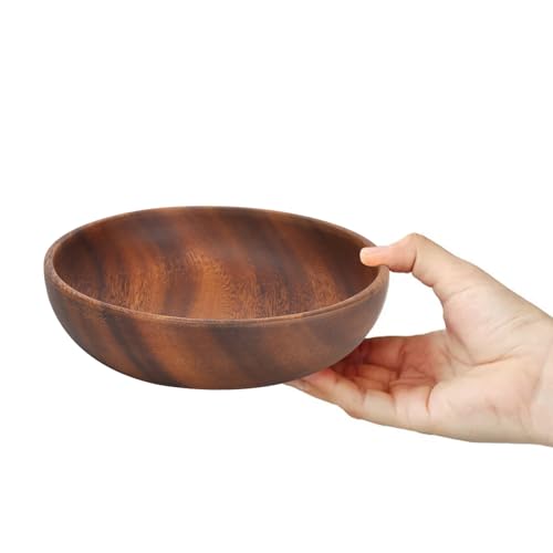 Tomotato Natürliche Holzschale, Handgefertigte Akazienholz Obstschale 17.5 * 4cm, Reisschale für Küche, Aufbewahrung von Dips, Soßen, Nüsse, Vorspeisen, Desserts in Haushalt und Gastronomie von Tomotato