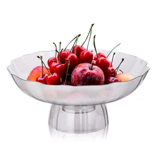 Tomotato Obstschale mit Fuß, Dekorierter Obstsockel Obstschale für den Küchenthekentisch, Dessert Präsentation Ständer für Snacks, Nüsse, Süßigkeiten (Transparent) von Tomotato