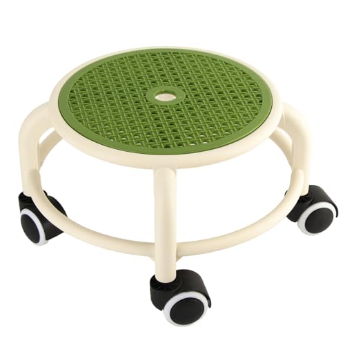 Tomotato Rollstuhl, Runder Rollhocker, 18×82×35cm Universal Drehstuhl mit Rollen für Home Office Garage Werkstatt Fitness Sport (grün) von Tomotato