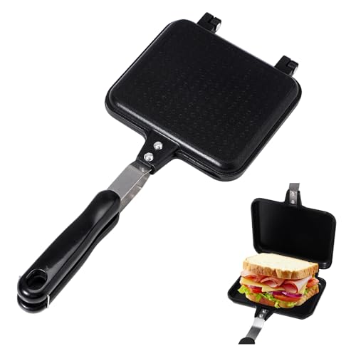 Tomotato Sandwich Maker, Doppelseitige Bratpfanne Antihaftbeschichtete Toasted Sandwich Pan Gegrillte Panini Maker Pan Aluminium Flip Pan für Frühstück Toast Panini Waffel von Tomotato