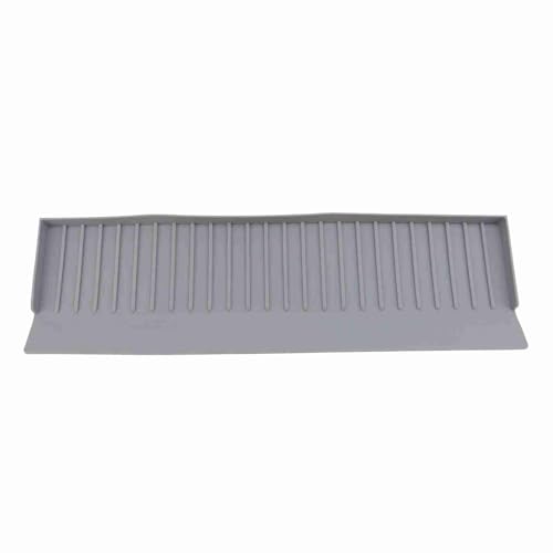 Tomotato Silikone Spülenkanten-Schutzmatte, Erweiterbar 20x4 Zoll Spritzwassergeschützt Küchenarbeitsplatte Schutz mit Rutschfester Textur, 5-Grad Neigung für Küchenspüle und Badew (Grau) von Tomotato