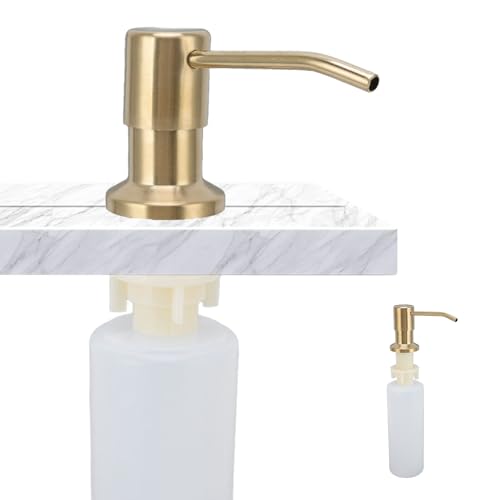 Tomotato Soap Dispenser, Detergent Dispenser Integrierter Waschbecken Seifenspender Küche Edelstahl Nachfüllung von Oben Arbeitsplatten Pumpenkopf für Badezimmerutensilien (300 Ml) (Golden) von Tomotato