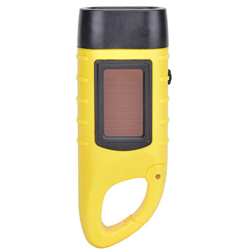 Tomotato Solar Handkurbel Taschenlampe, Praktische LED Notfalllampe mit Haken, ABS Kunststoff, Handbetriebene Taschenlampe für Outdoor Camping Klettern von Tomotato