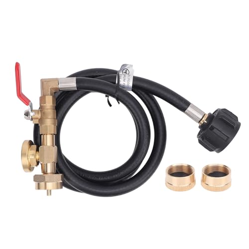 Tomotato Universal Gas Nachfülladapterschlauch 4ft, verbesserter Nachfülladapter mit Sicherheitsabschaltventil für Campingofen im Freien Grillgrills, Fit QCC1 -Tankwandler, Druckscheibe, von Tomotato
