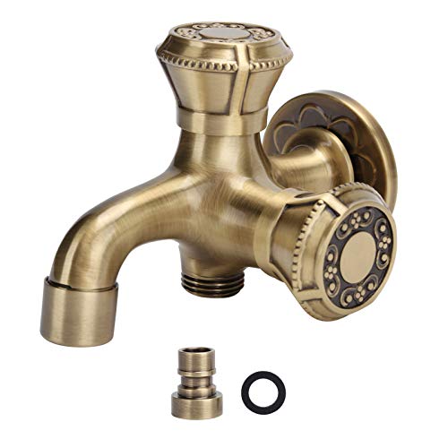 Vintage Wasserhahn 1/2 Zoll Wand Wasserhahn Messing Doppel Steckdose Wasserhahn Waschmaschine Wasserhahn Heißer Kalter Wasserhahn Waschtischarmatur Küche Bad Outdoor Garten von Tomotato