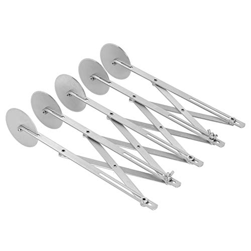 Verstellbarer Teigschneider, 3/5/7 Räder Edelstahl Pizzaschneider Erweiterbarer Teigteiler Backschneider Roller Plätzchen Teigschneider Teiler (5 Rad) von Tomotato