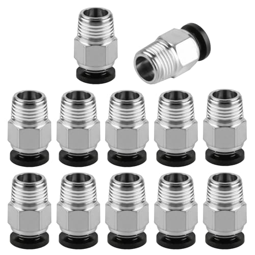 12 Stück PC4-M10 Stecker, PC4-M10 Pneumatik Verbinder, PC4-M10 Pneumatik Steckverbinder, PC4-M10 Gerade Pneumatik Fittings M10 Gewinde PTFE Tube Kupplung für 3D Drucker Schnellverschraubung von Tomoyuki
