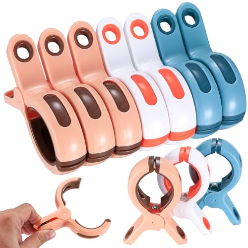 Große Klammern, 10 STK Badetuch Klammern, Handtuchklammern für Strandliegen, Strandtuch Clips, Winddicht Kunststoff Wäscheklammern Große für Sonnenliegen Strandtuch Bettwäsche Pool Stuhl von Tomoyuki