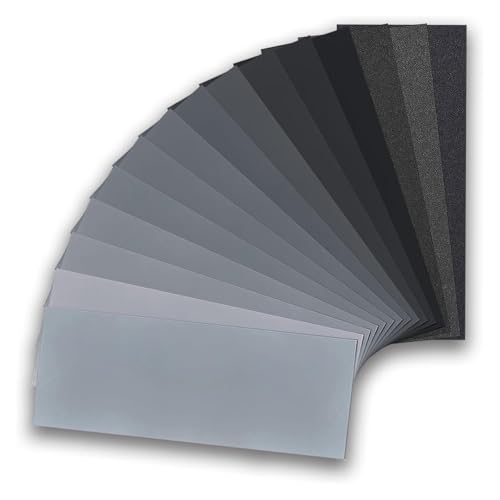 Schleifpapier Set, Schmirgelpapier zum Polieren und Schleifen für Auto, Holzmöbel, Stein, Lack, Metall, Glas - 22,9 x 9,9 cm (15) von Tomoyuki