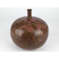 Heinz Pelzer Studio Keramik Vase, Rosa Kristalline Glasur, Signiert Studiokeramik, Westdeutsche von TomsVintageCeramics