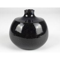 Kristian Körting Studio Keramik Vase, Nachtblau Schwarz, Ddr Keramik, Mid Century, Vintage 60Er von TomsVintageCeramics