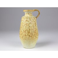 studio Keramik Vase Von Kiessling, Matt Gelb Weiß, Signierte Keramik, Ostdeutschland, Mid Century, Vintage 70Er Jahre von TomsVintageCeramics