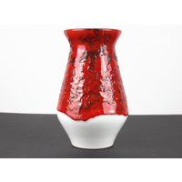 Dümler & Breiden Keramik Vase, Rot Weiß, West German Pottery 70Er - Vintage von TomsVintageSalon