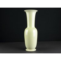 Große Gelbe Keramik Vase Karlsruher Majolika 50Er Jahre Vintage von TomsVintageSalon