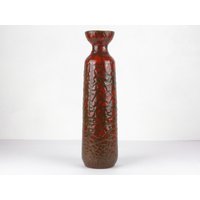 Große Rote Vintage Keramik Vase, West Germany, Mid Century, 70Er Mcm Vase von TomsVintageSalon