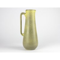 Große Waechtersbach Vintage Keramik Vase, Grau Gelbe West German Pottery, 60Er Mcm Pastellgelbe Vase von TomsVintageSalon