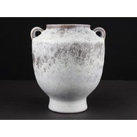 Karlsruher Majolika Keramik Vase Matt Weiß Grau, West German Pottery, Mcm Weiße von TomsVintageSalon
