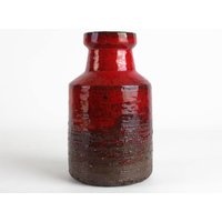 Kroesselbach, Signiert Rot Studio Pottery Struktur Clay, Mid Century - West German Pottery, 60Er von TomsVintageSalon