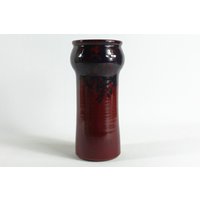 Studio Keramik Vase Tiefrot Blau - Mid Century, 60Er Jahre, Mcm Studio Pottery von TomsVintageSalon
