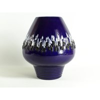 Große Blaue Fat Lava Keramik Vase Von Fohr, West Germany, Mid Century, 70Er Jahre von TomsVintageSalon