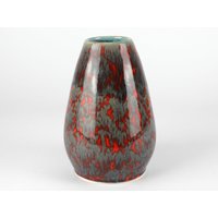 Rot Graue Keramikvase, 70Er Vintage, West Germany Keramik, Mid Century, Wgp Rot Vase von TomsVintageSalon